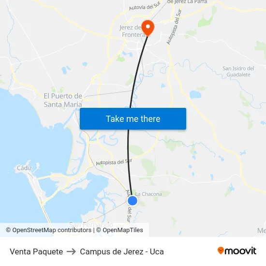 Venta Paquete to Campus de Jerez - Uca map