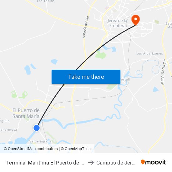 Terminal Marítima El Puerto de Santa María to Campus de Jerez - Uca map