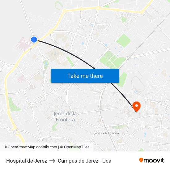 Hospital de Jerez to Campus de Jerez - Uca map