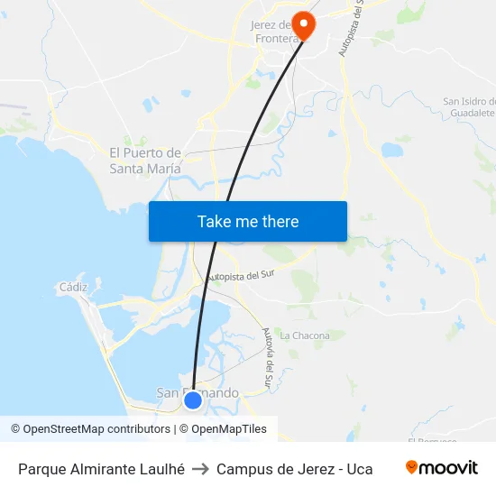 Parque Almirante Laulhé to Campus de Jerez - Uca map