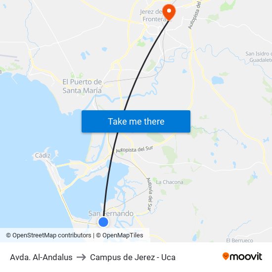 Avda. Al-Andalus to Campus de Jerez - Uca map