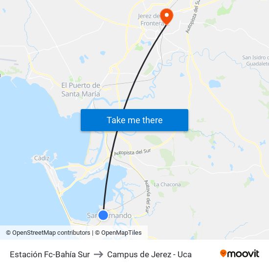 Estación Fc-Bahía Sur to Campus de Jerez - Uca map