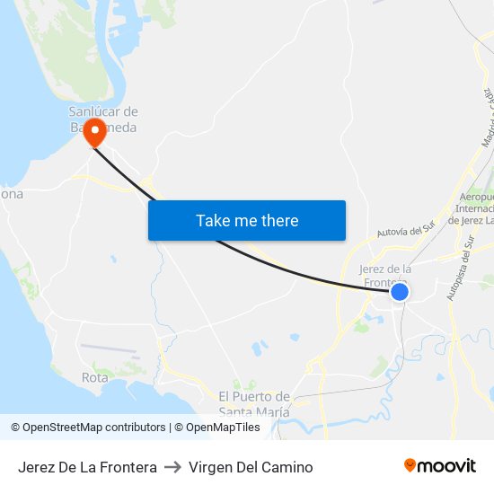 Jerez De La Frontera to Virgen Del Camino map