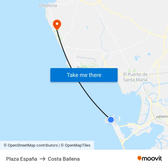 Plaza de España (Urbano) to Costa Ballena map