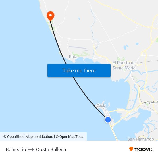 Balneario to Costa Ballena map