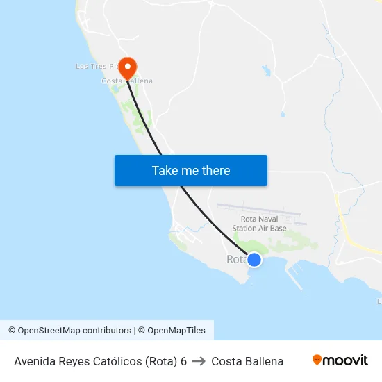 Avenida Reyes Católicos (Rota) 6 to Costa Ballena map