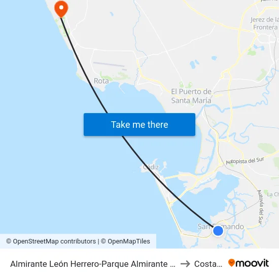 Almirante León Herrero-Parque Almirante Laulhé-Observatorio (San Fernado) to Costa Ballena map