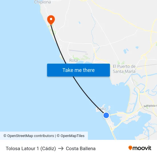 Tolosa Latour 1 (Cádiz) to Costa Ballena map