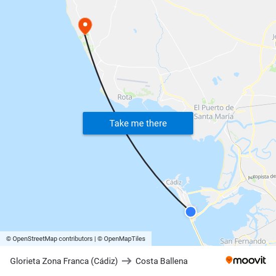 Glorieta Zona Franca (Cádiz) to Costa Ballena map