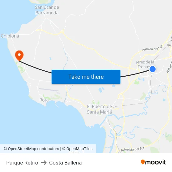 Parque Retiro to Costa Ballena map