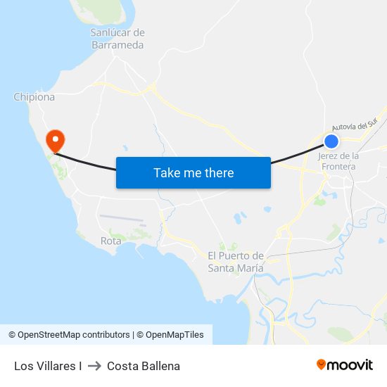 Los Villares I to Costa Ballena map