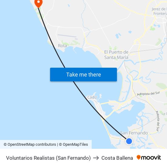 Voluntarios Realistas (San Fernando) to Costa Ballena map