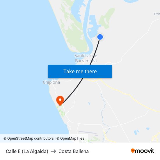 Calle E (La Algaida) to Costa Ballena map