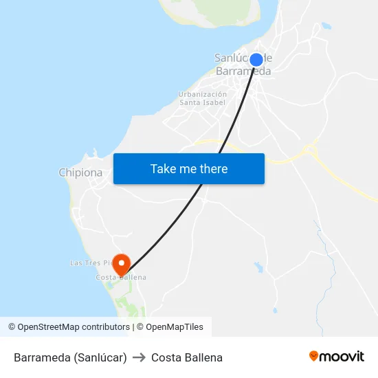 Barrameda (Sanlúcar) to Costa Ballena map