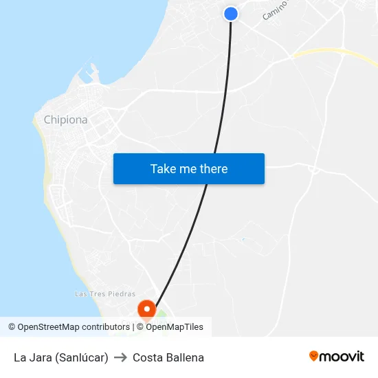 La Jara (Sanlúcar) to Costa Ballena map