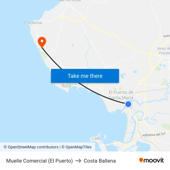 Muelle Comercial (El Puerto) to Costa Ballena map