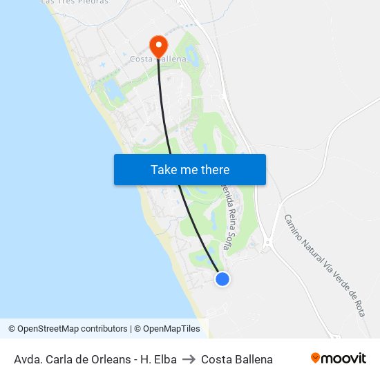 Avda. Carla de Orleans - H. Elba to Costa Ballena map