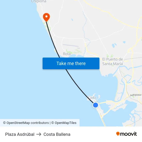 Plaza Asdrúbal to Costa Ballena map