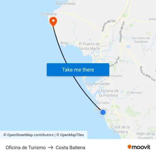Oficina de Turismo to Costa Ballena map