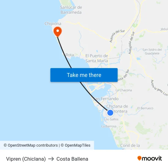 Vipren (Chiclana) to Costa Ballena map