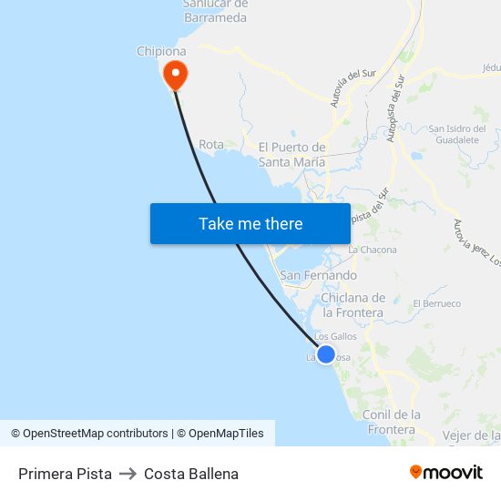 Primera Pista to Costa Ballena map