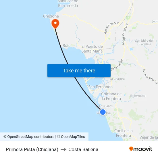 Primera Pista (Chiclana) to Costa Ballena map