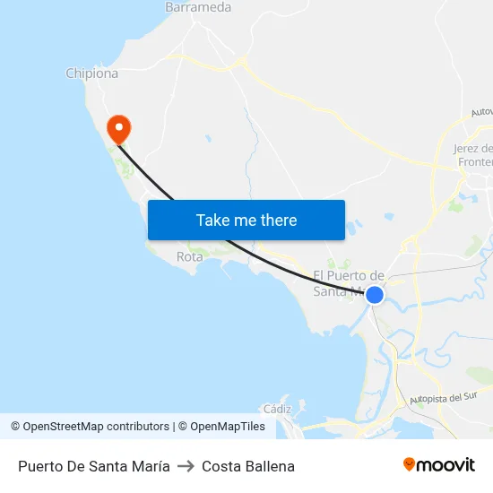 Puerto De Santa María to Costa Ballena map