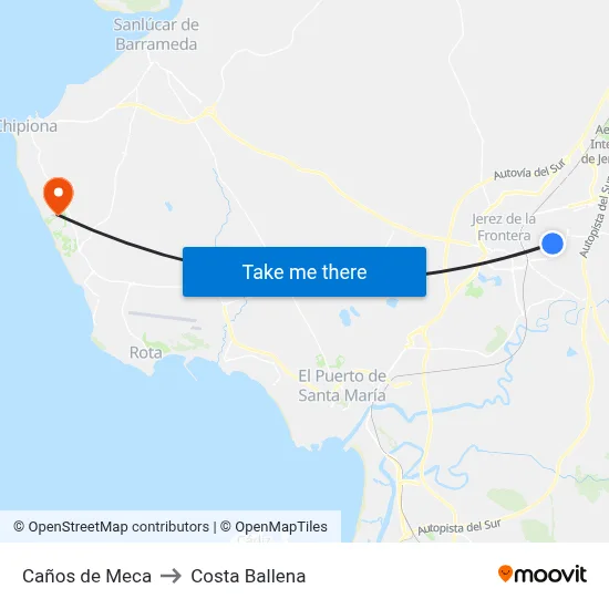 Caños de Meca to Costa Ballena map