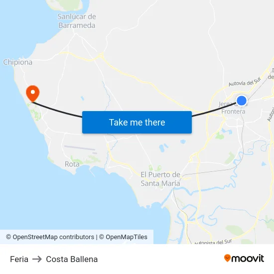 Feria to Costa Ballena map