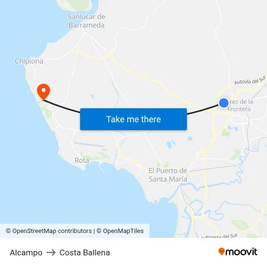 Alcampo to Costa Ballena map