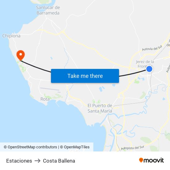 Estaciones to Costa Ballena map