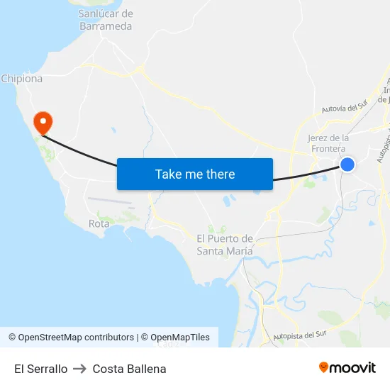 El Serrallo to Costa Ballena map