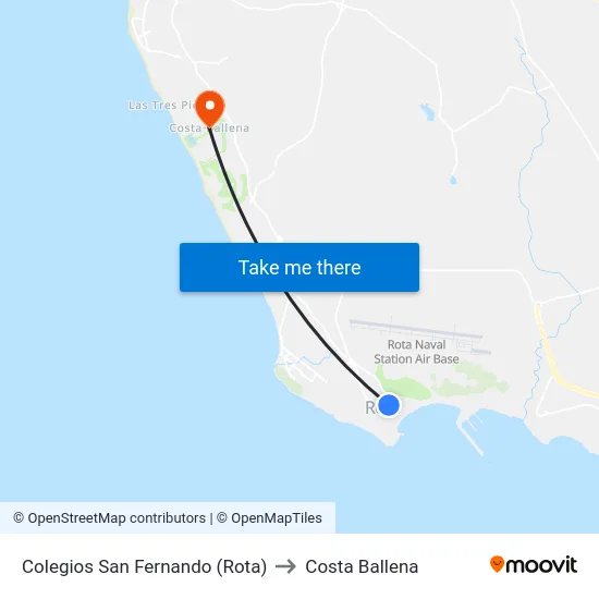 Colegios San Fernando (Rota) to Costa Ballena map