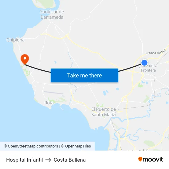 Hospital Infantil to Costa Ballena map