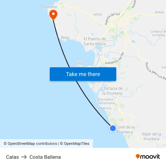 Calas to Costa Ballena map