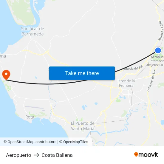 Aeropuerto to Costa Ballena map