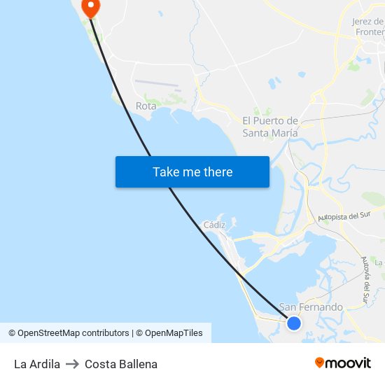 La Ardila to Costa Ballena map