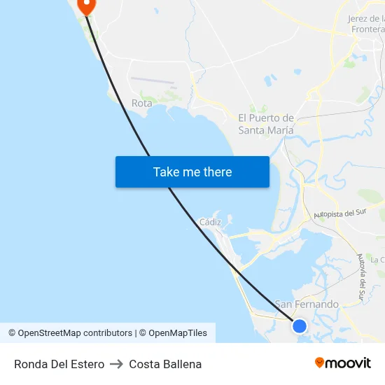 Ronda Del Estero to Costa Ballena map