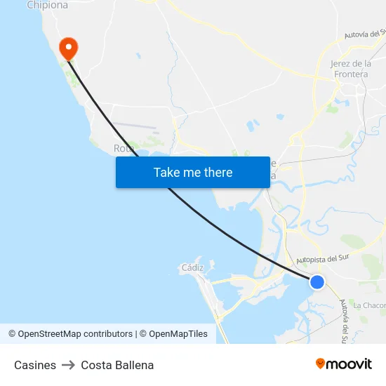 Casines to Costa Ballena map