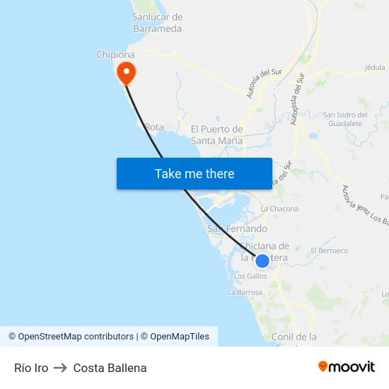 Río Iro to Costa Ballena map