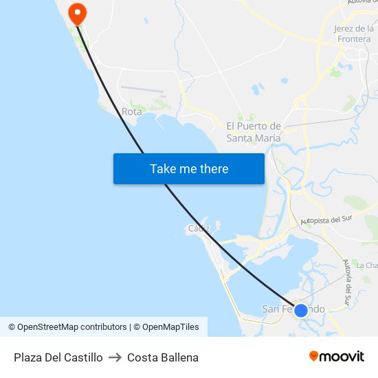 Plaza Del Castillo to Costa Ballena map
