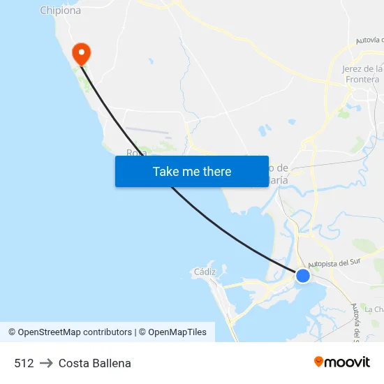 512 to Costa Ballena map