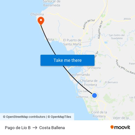 Pago de Lío B to Costa Ballena map