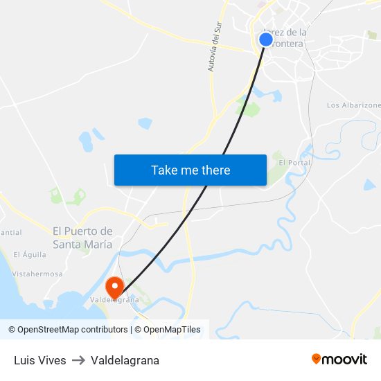 Luis Vives to Valdelagrana map