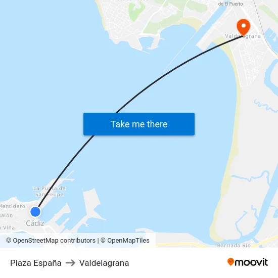 Plaza España to Valdelagrana map