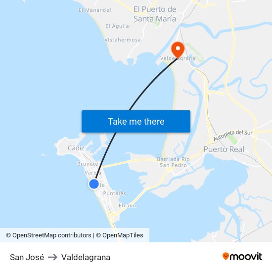 San José to Valdelagrana map