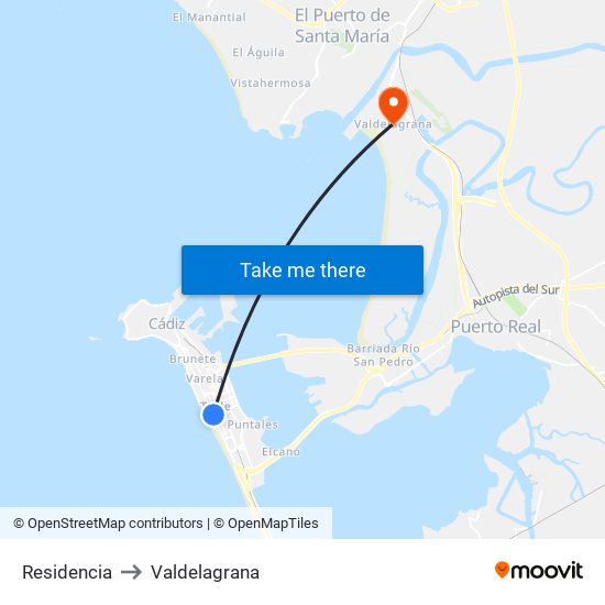 Residencia to Valdelagrana map