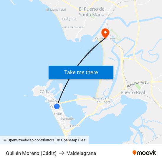 Guillén Moreno (Cádiz) to Valdelagrana map