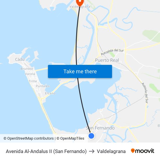 Avenida Al-Andalus II (San Fernando) to Valdelagrana map