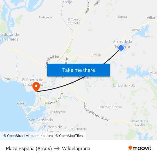 Plaza España (Arcos) to Valdelagrana map